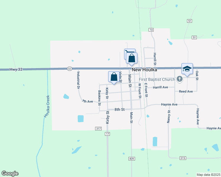 map of restaurants, bars, coffee shops, grocery stores, and more near 502 5th Avenue in New Houlka