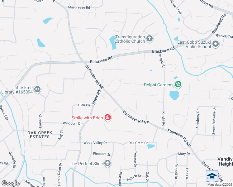 map of restaurants, bars, coffee shops, grocery stores, and more near 1609 Hampton Oaks Bend Northeast in Marietta
