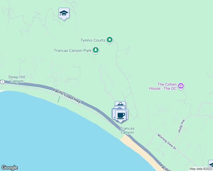 map of restaurants, bars, coffee shops, grocery stores, and more near 6236 Trancas Canyon Road in Malibu