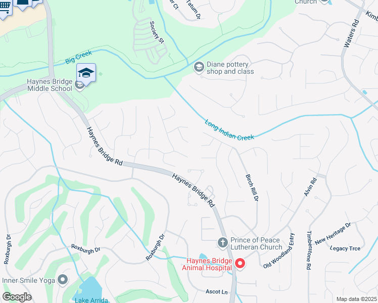 map of restaurants, bars, coffee shops, grocery stores, and more near 870 Thornberry Drive in Alpharetta