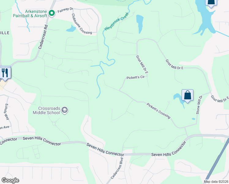 map of restaurants, bars, coffee shops, grocery stores, and more near 773 Pickett's Crossing in Acworth