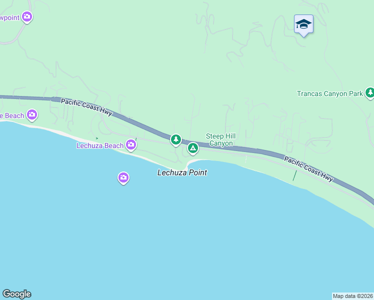 map of restaurants, bars, coffee shops, grocery stores, and more near 31533 California 1 in Malibu