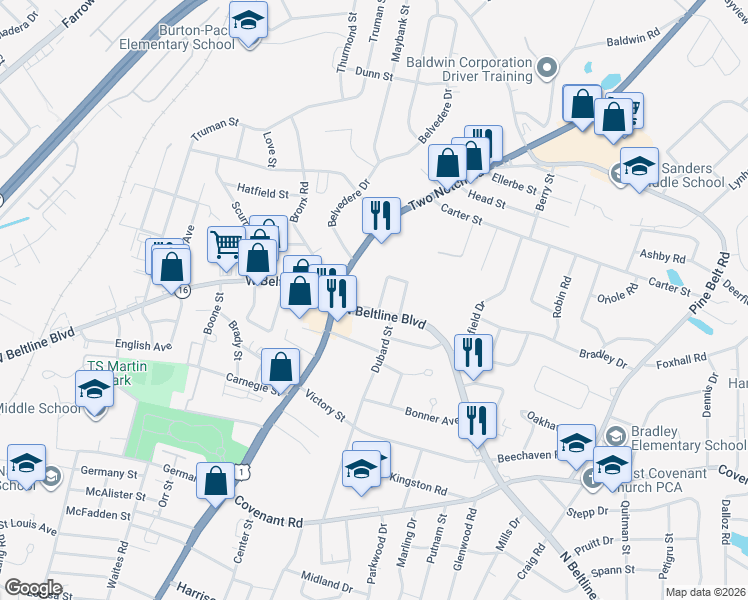 map of restaurants, bars, coffee shops, grocery stores, and more near 3014 Sigmund Circle in Columbia