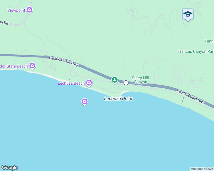 map of restaurants, bars, coffee shops, grocery stores, and more near 31610 Broad Beach Road in Malibu