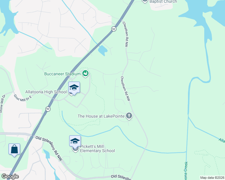 map of restaurants, bars, coffee shops, grocery stores, and more near 3275 Deer Valley Drive Northwest in Acworth
