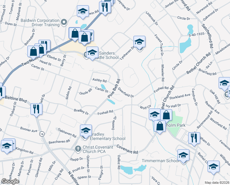 map of restaurants, bars, coffee shops, grocery stores, and more near 3305 Pine Belt Road in Columbia