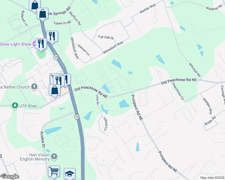 map of restaurants, bars, coffee shops, grocery stores, and more near 1276-1348 Old Peachtree Road Northeast in Lawrenceville
