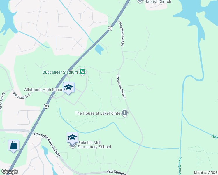 map of restaurants, bars, coffee shops, grocery stores, and more near 3275 Deer Valley Drive Northwest in Acworth