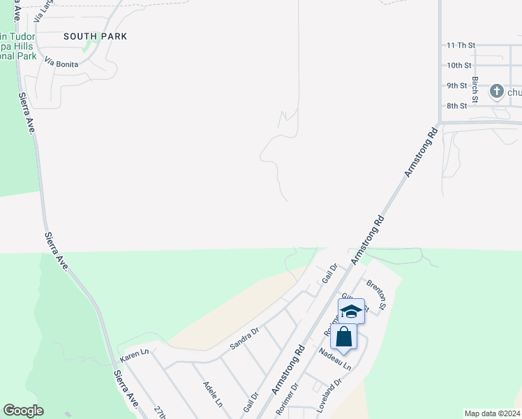 map of restaurants, bars, coffee shops, grocery stores, and more near Alder Avenue in Fontana