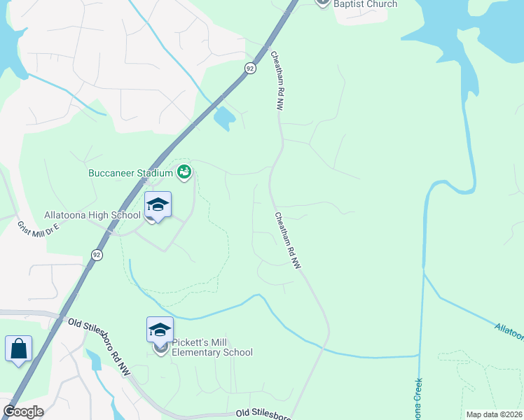 map of restaurants, bars, coffee shops, grocery stores, and more near 6252 Whitetail Court Northwest in Acworth