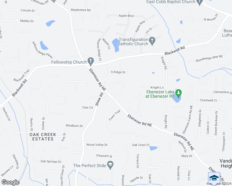 map of restaurants, bars, coffee shops, grocery stores, and more near 1609 Hampton Oaks Bend Northeast in Marietta