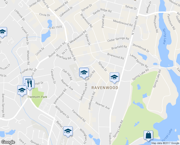 map of restaurants, bars, coffee shops, grocery stores, and more near 4711 Oak Hill Road in Columbia