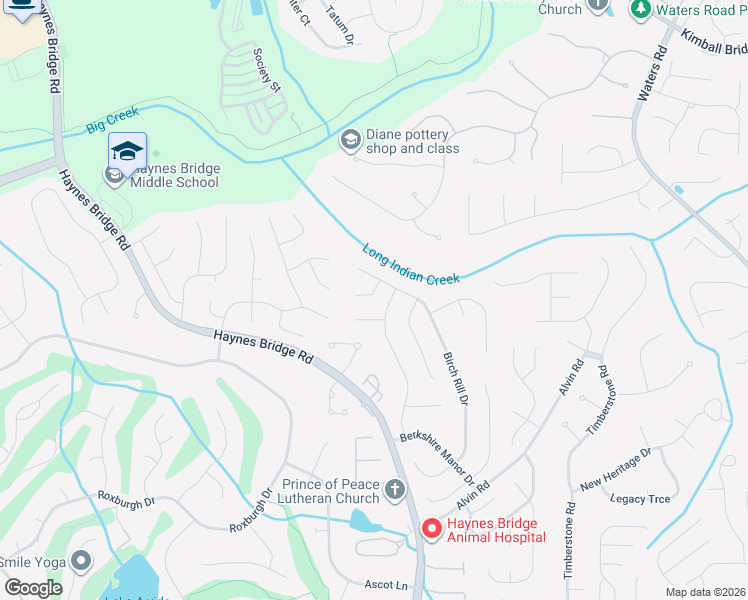 map of restaurants, bars, coffee shops, grocery stores, and more near 425 Rill Crest Court in Alpharetta