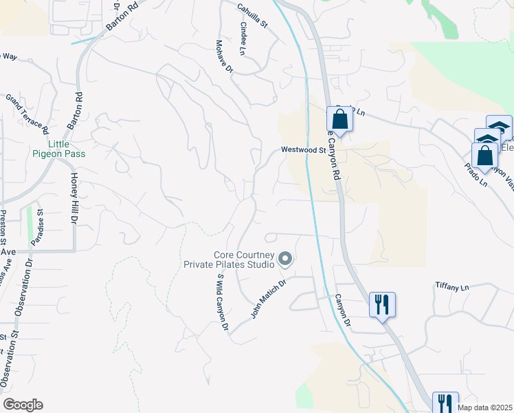 map of restaurants, bars, coffee shops, grocery stores, and more near 2012 South Glenwood Avenue in Colton