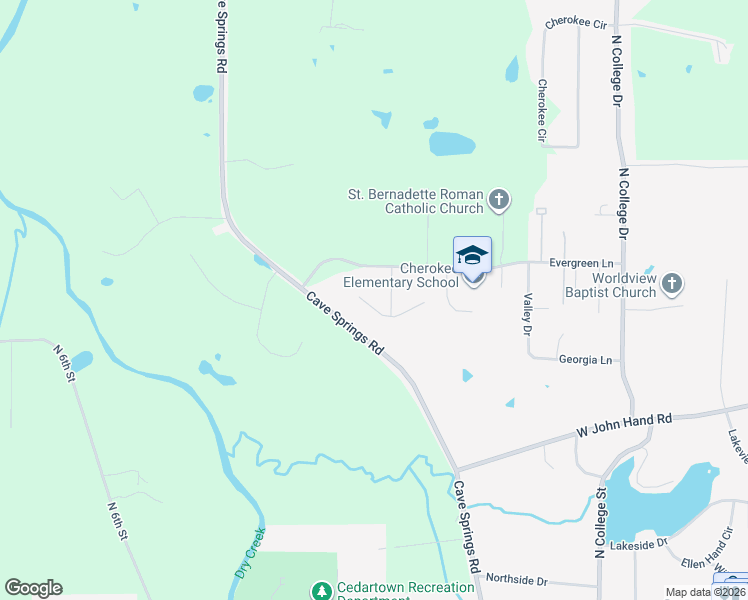 map of restaurants, bars, coffee shops, grocery stores, and more near 204 Silverthorn Way in Cedartown