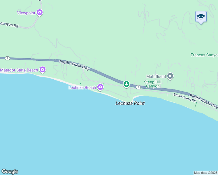 map of restaurants, bars, coffee shops, grocery stores, and more near 31648 Broad Beach Road in Malibu