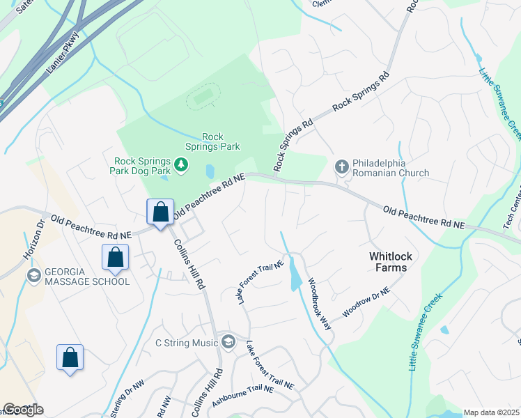 map of restaurants, bars, coffee shops, grocery stores, and more near 780 Woodbrook Way in Lawrenceville