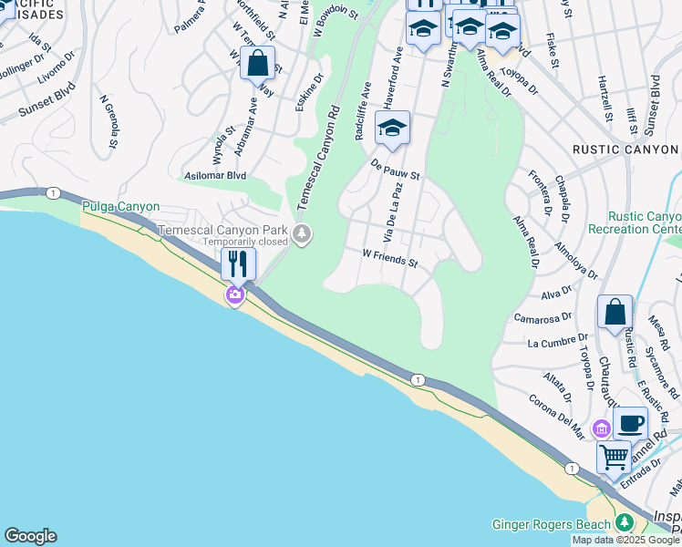 map of restaurants, bars, coffee shops, grocery stores, and more near 326 North Mount Holyoke Avenue in Los Angeles