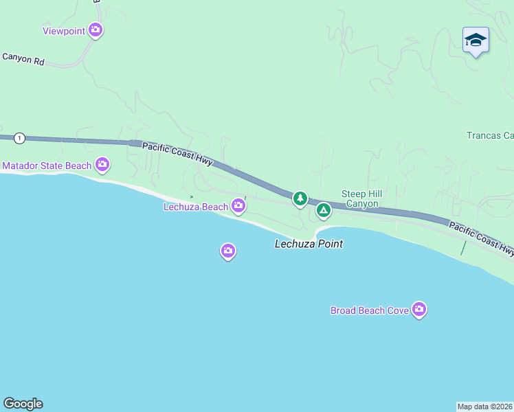 map of restaurants, bars, coffee shops, grocery stores, and more near 31648 Broad Beach Road in Malibu