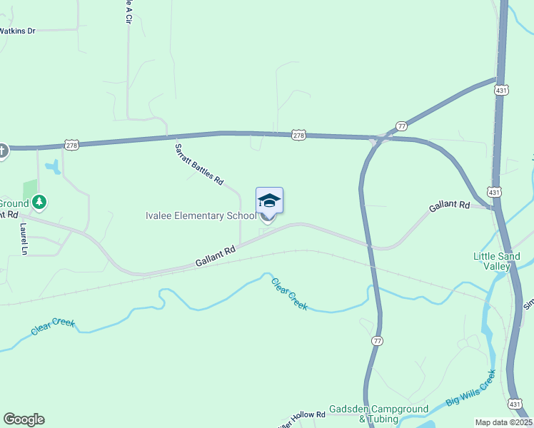 map of restaurants, bars, coffee shops, grocery stores, and more near 840 Gallant Road in Attalla