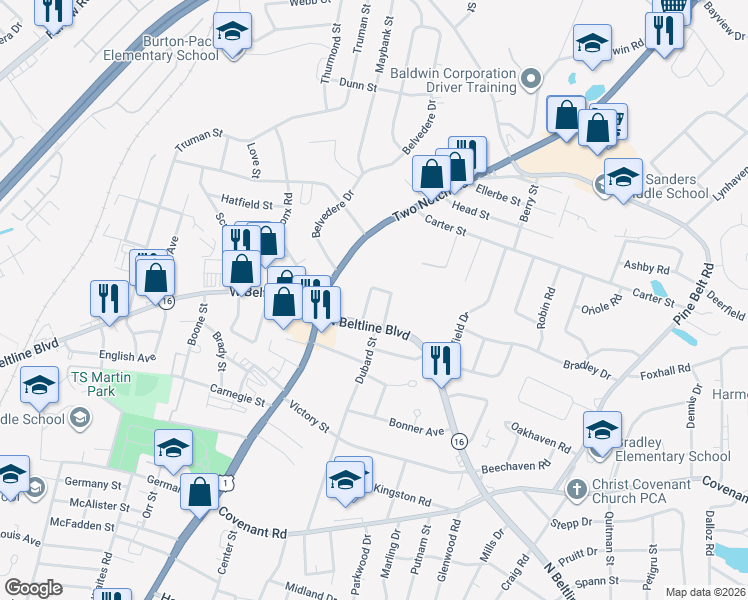 map of restaurants, bars, coffee shops, grocery stores, and more near 3014 Sigmund Cir in Columbia