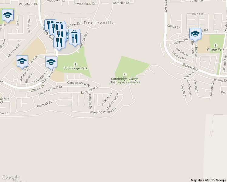 map of restaurants, bars, coffee shops, grocery stores, and more near 11933 Suzanne Drive in Fontana
