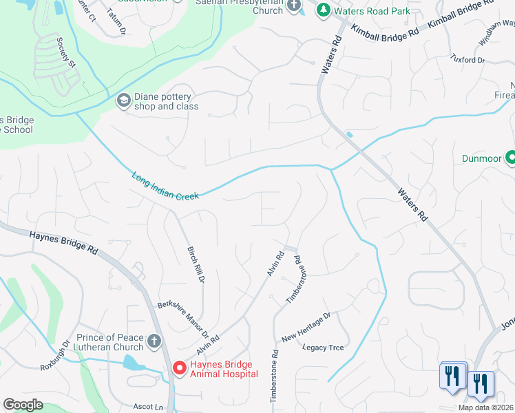map of restaurants, bars, coffee shops, grocery stores, and more near 10570 Summer Ridge Drive in Alpharetta