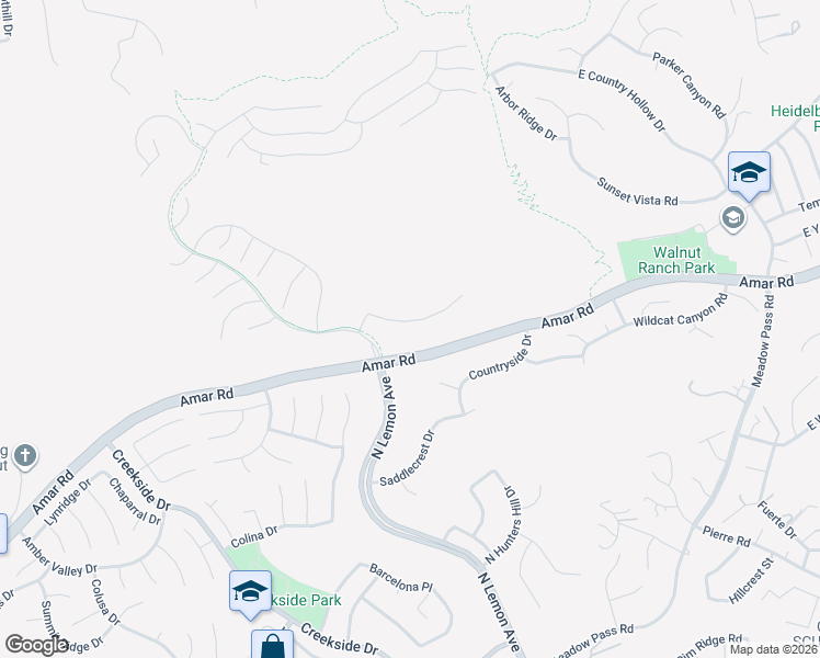 map of restaurants, bars, coffee shops, grocery stores, and more near 19698 3 Oaks Lane in Walnut