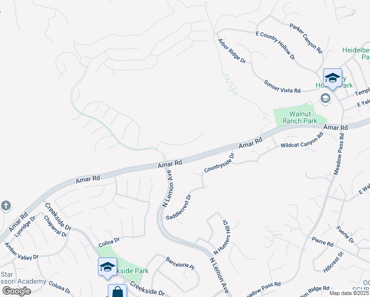 map of restaurants, bars, coffee shops, grocery stores, and more near 19698 3 Oaks Lane in Walnut
