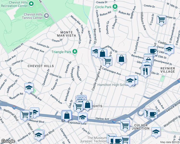 map of restaurants, bars, coffee shops, grocery stores, and more near 9832 Altman Avenue in Los Angeles