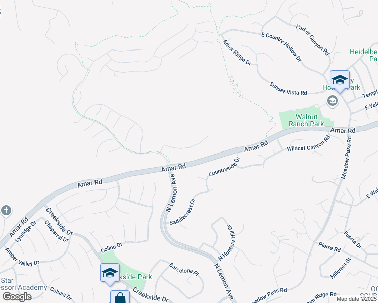 map of restaurants, bars, coffee shops, grocery stores, and more near 19698 3 Oaks Lane in Walnut