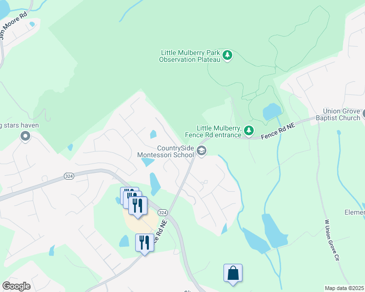 map of restaurants, bars, coffee shops, grocery stores, and more near 873 Port West Drive Northeast in Dacula