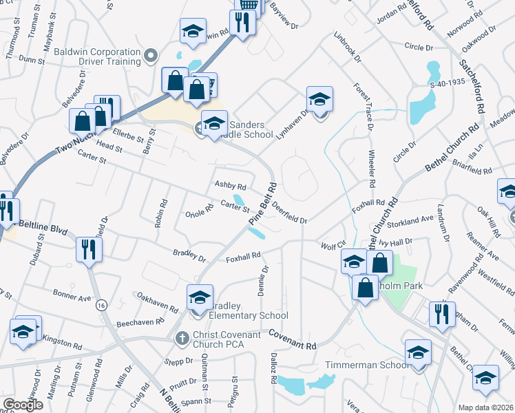 map of restaurants, bars, coffee shops, grocery stores, and more near 3305 Pine Belt Road in Columbia