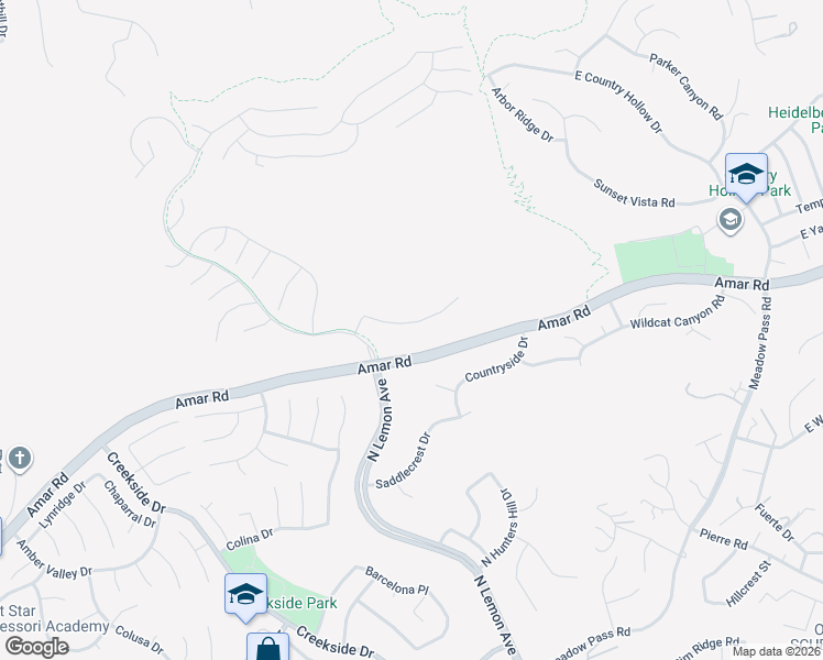 map of restaurants, bars, coffee shops, grocery stores, and more near 19698 3 Oaks Lane in Walnut