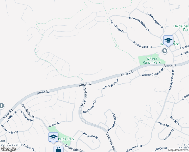 map of restaurants, bars, coffee shops, grocery stores, and more near 19698 3 Oaks Lane in Walnut