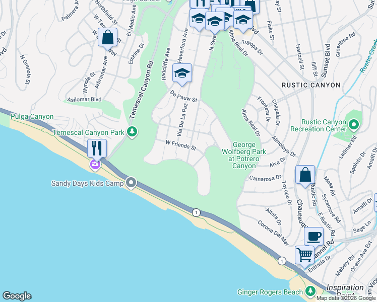 map of restaurants, bars, coffee shops, grocery stores, and more near 326 North Swarthmore Avenue in Los Angeles
