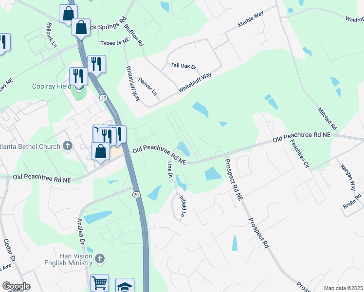 map of restaurants, bars, coffee shops, grocery stores, and more near in Lawrenceville