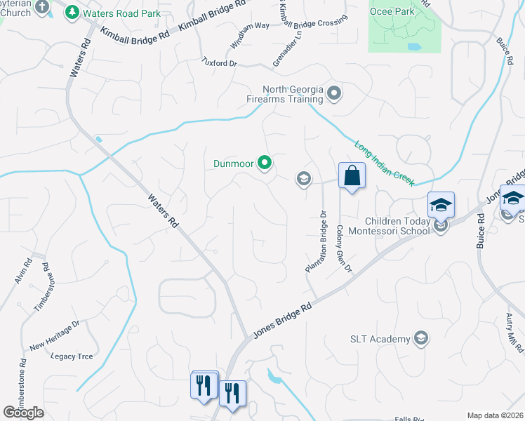 map of restaurants, bars, coffee shops, grocery stores, and more near 10645 Centennial Drive in Alpharetta