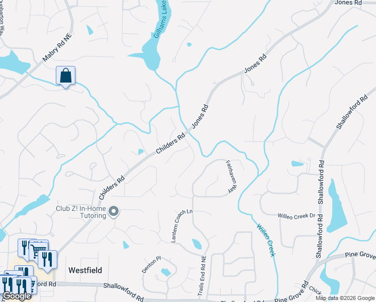 map of restaurants, bars, coffee shops, grocery stores, and more near 4882 Garrards Ridge in Roswell