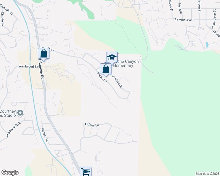 map of restaurants, bars, coffee shops, grocery stores, and more near 3050 Prado Lane in Colton