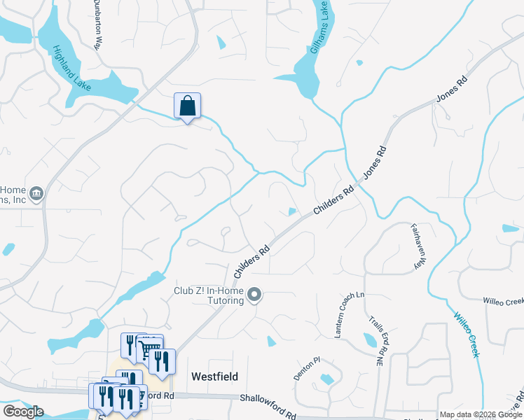 map of restaurants, bars, coffee shops, grocery stores, and more near 4685 Cambridge Approach Circle in Roswell