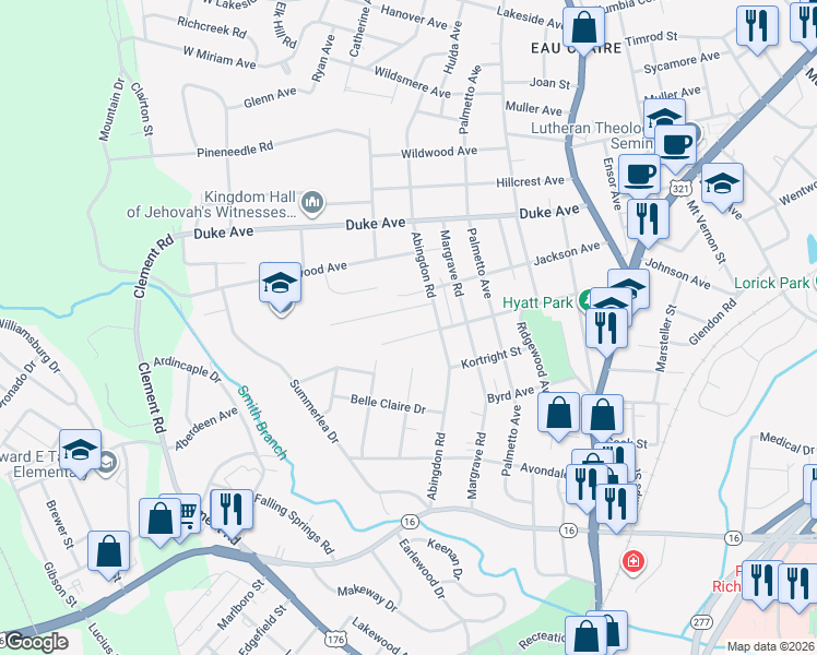 map of restaurants, bars, coffee shops, grocery stores, and more near 517 Johnson Avenue in Columbia