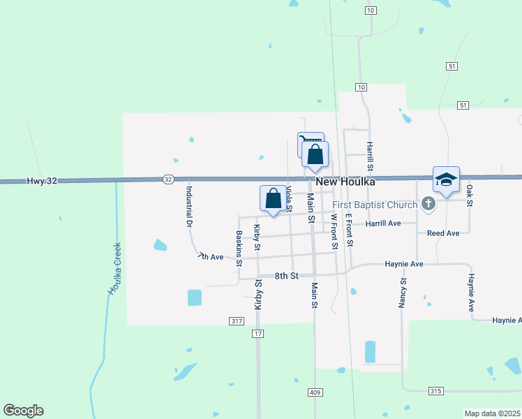 map of restaurants, bars, coffee shops, grocery stores, and more near 502 5th Avenue in New Houlka
