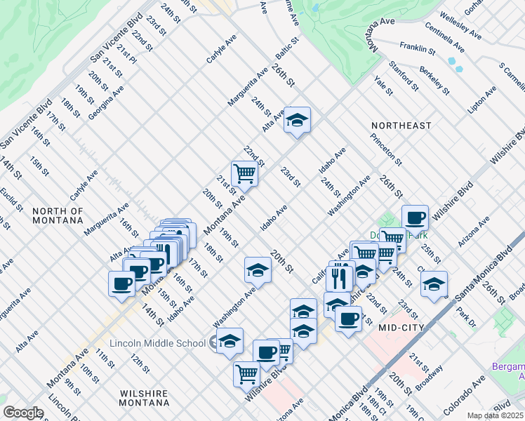 map of restaurants, bars, coffee shops, grocery stores, and more near 832 21st Street in Santa Monica