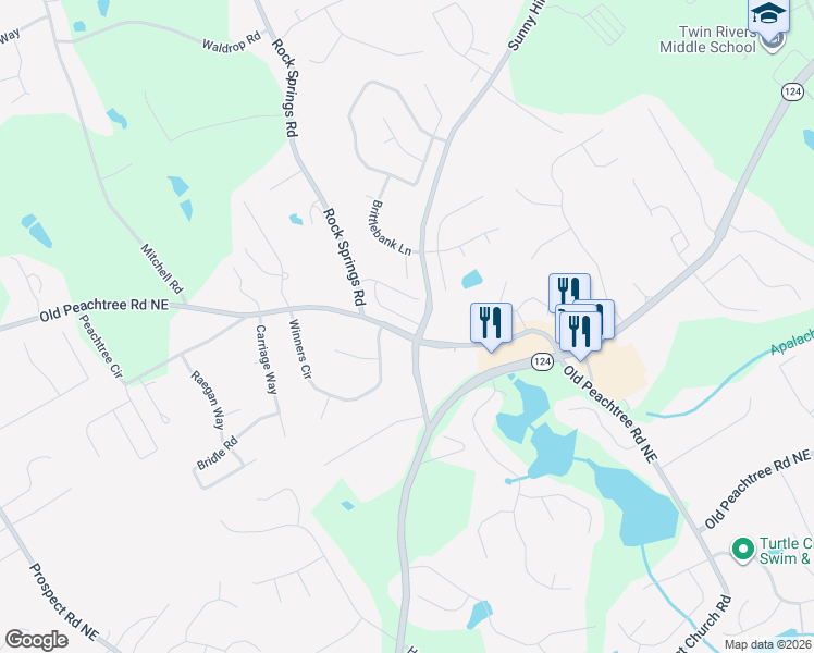 map of restaurants, bars, coffee shops, grocery stores, and more near 1816 Hanover West Drive in Lawrenceville