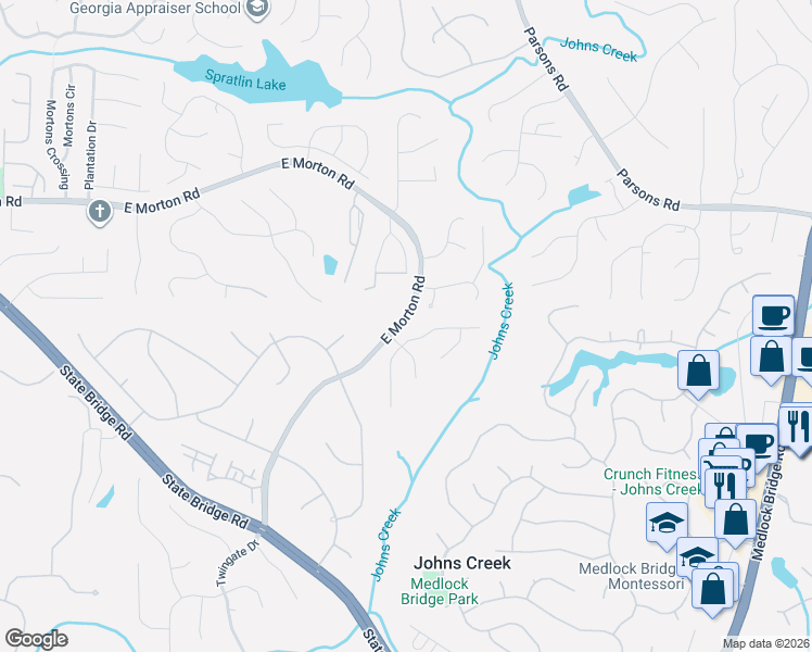 map of restaurants, bars, coffee shops, grocery stores, and more near 702 Ravenview Court in Alpharetta