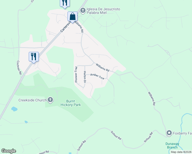 map of restaurants, bars, coffee shops, grocery stores, and more near 195 Amber Trce in Dallas