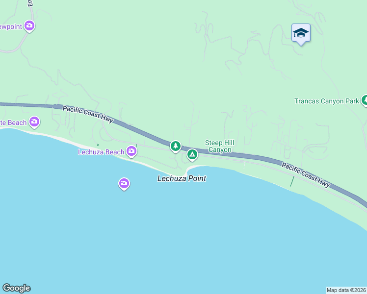 map of restaurants, bars, coffee shops, grocery stores, and more near 31533 California 1 in Malibu