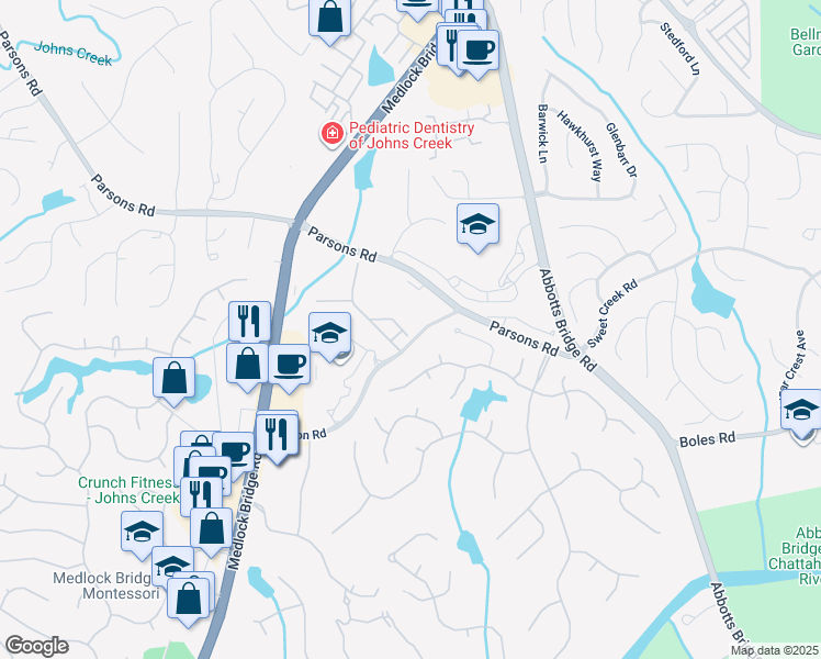 map of restaurants, bars, coffee shops, grocery stores, and more near 6126 Narcissa Place in Duluth