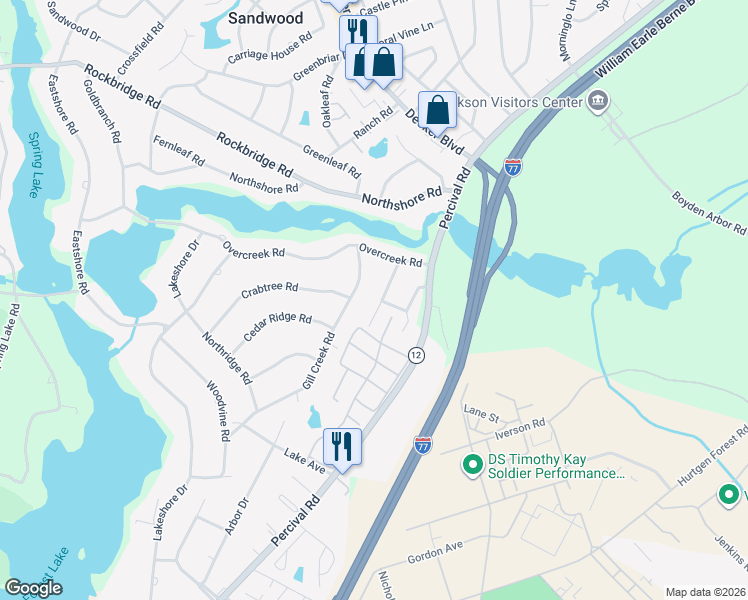 map of restaurants, bars, coffee shops, grocery stores, and more near 6332 Grosse Point Drive in Columbia